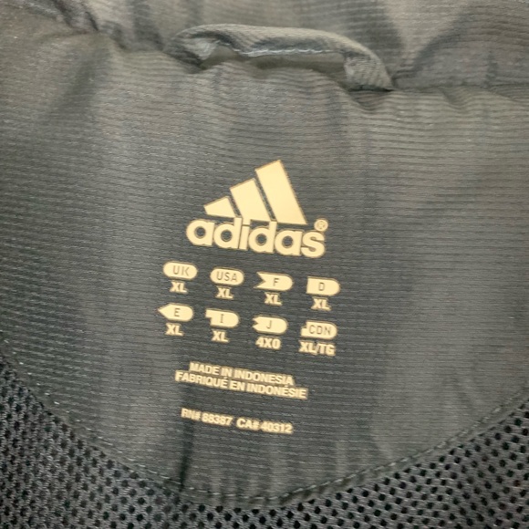 Adidas Hooded Jacket Black Zip Front Sz XL - Picture 7 of 9